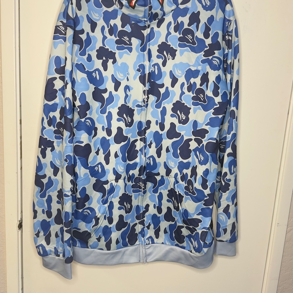 Blue Camouflage Zip-Up Hoodie